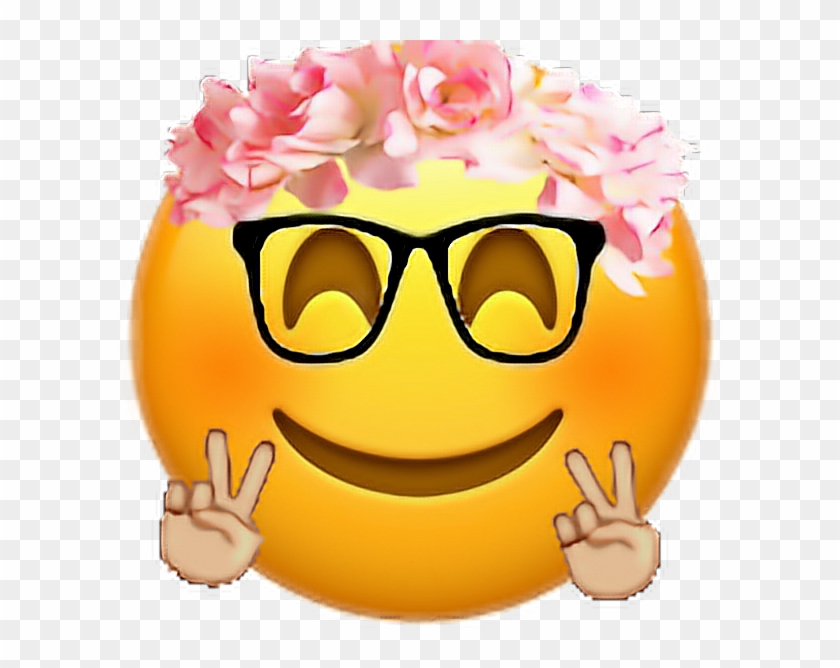 Love This 🤓😊✌🏼🌸emoji Glasses Flowercrown Flower - Flower Crown Emoji Png #331861