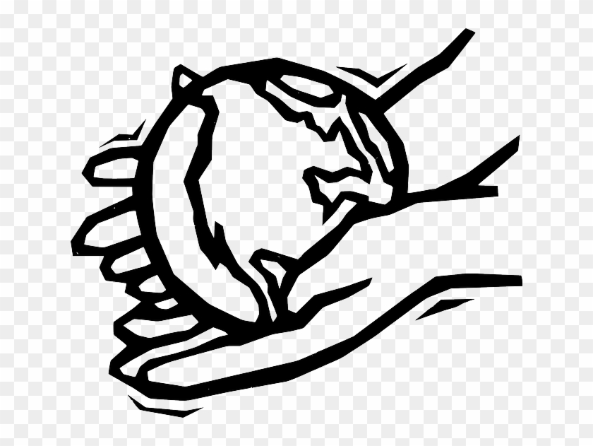 Black, Two, Outline, Globe, World, Earth, Hand, Drawing - Helping Hands Clip Art #332038