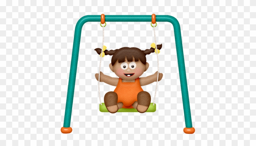 Brown Haired Girl On Swings - Clip Art #332073
