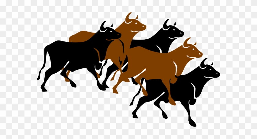 Longhorn Cattle Clipart Stampede - Running Of The Bulls Clipart #332081