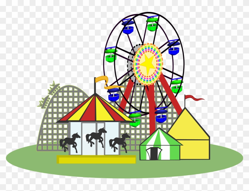 Park Clipart Public Park - Amusement Park Clip Art Black And White #332086