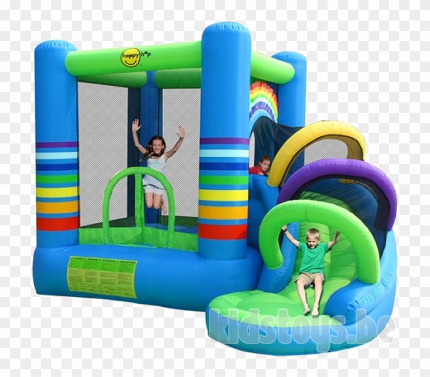 Happy Hop Rainbow Bouncy Castle With Slide - Dmuchane Place Zabaw Dla Dzieci #332138