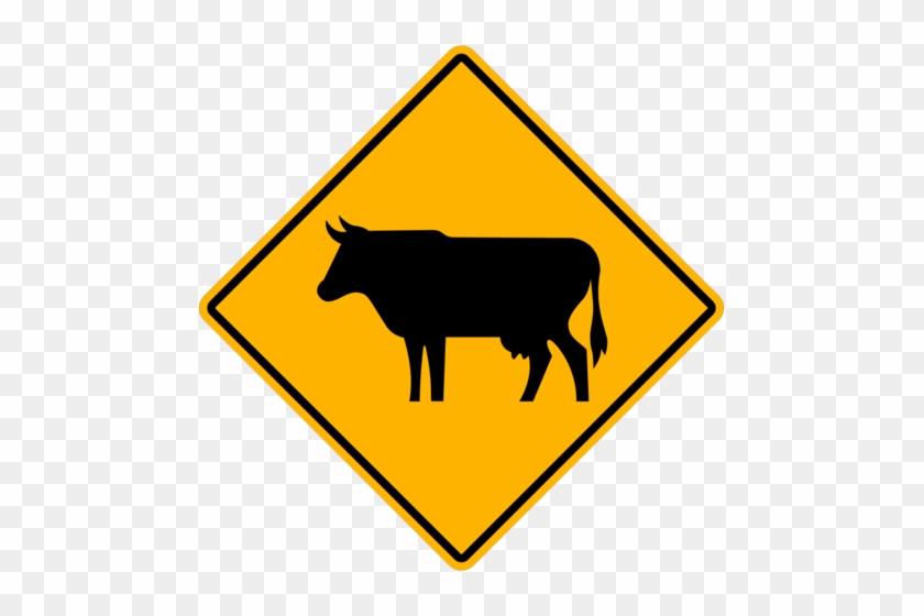 Wc-15 Cow Graphic - Road Sign With Car #332212