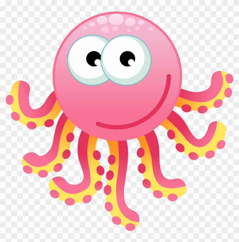 Cartoons, Character, Comics, Drawings, Funny, Giraffe, - Pink Happy Octopus Shower Curtain #332261