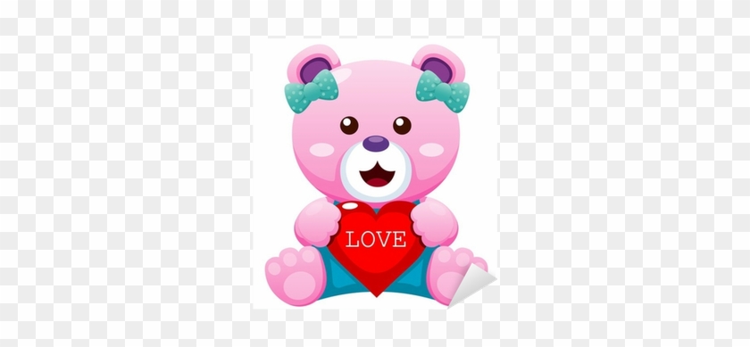 Illustration Of Teddy Bear With Heart Vector Sticker - Teddy Bear #332438