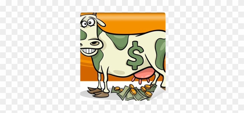 Karikatür Illüstrasyon Söyleyerek Nakit Inek Duvar - Cartoon Cash Cow #332796