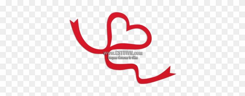 Red Heart Ribbon Iron On Pvc Transfer Decal - Red Ribbon #332826