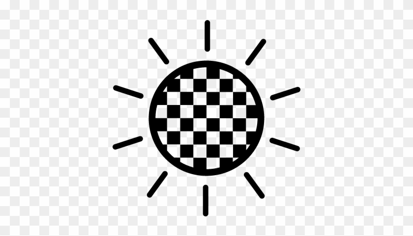 Sun Outline With Checkered Circle Vector - Minimal Pineapple #333345