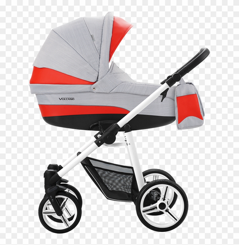 Коляска 2 В 1 Bebetto Vulcano Ecco Шасси Белая - Bebetto Vulcano S-line Pram Lightweight White Sl07 #333389