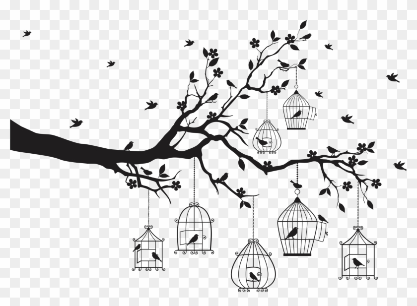 Printwallart Birds In Cages Modern Cross Stitch Patterns Free Free Transparent Png Clipart Images Download