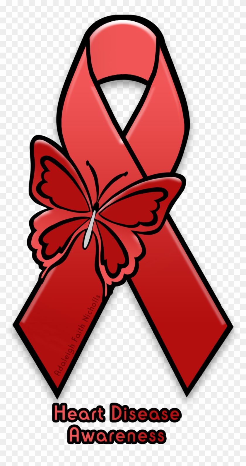 Heart Disease Awareness Ribbon By Adaleighfaith On - Mental Health Green Ribbon Png #333624