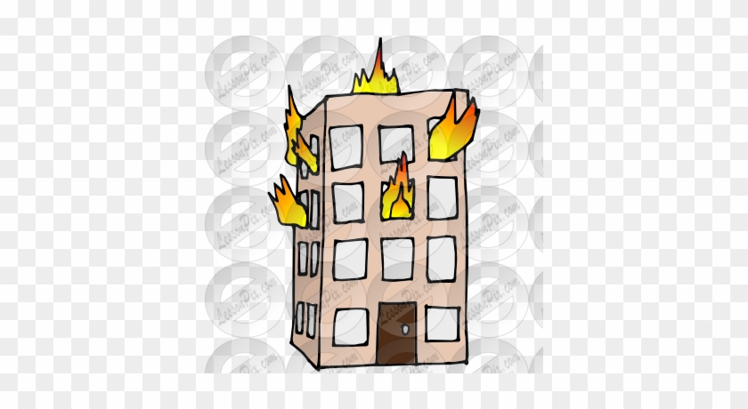 Bonfire With Sparks Flying Around, Big - Cartoon Buildings On Fire #333638