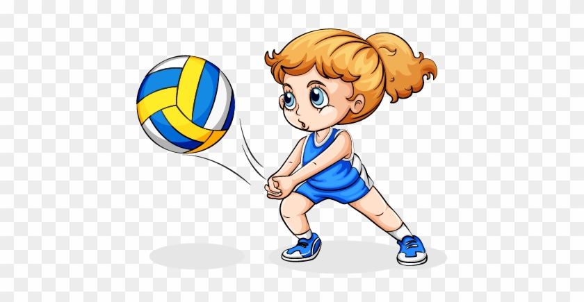 Volleyball Play Girl Clip Art - Cartoon Girl Playing Volleyball #333661