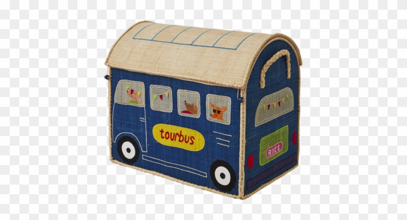 Set Of 3 Raffia House Toy Baskets Happy Camper Design - Happy Camper Toy Baskets / Boxes Available In 3 Sizes #333898