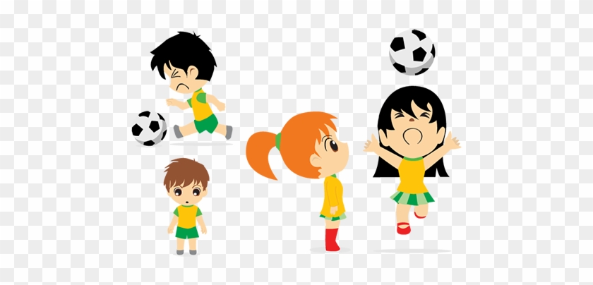 Kids Children Playing Football People Vector Illustrations - Soccer #333934