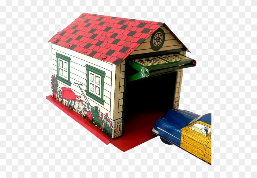 1950s Tin Litho Courtland "automatic Door Garage" Made - House #333943
