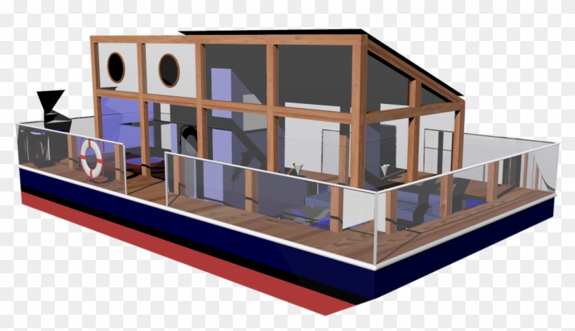Aqua Pad Floating Glass Paned Houseboat-office Design - Iso Image #333954
