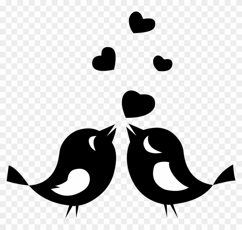 Image Result For Kissing Birds In Black And White - Love Birds Silhouette Png #334353