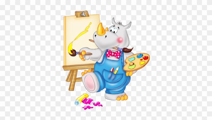 School Clipart Cartoon Animals Cute Painting Funny - Clip Art Animal Painting #335395
