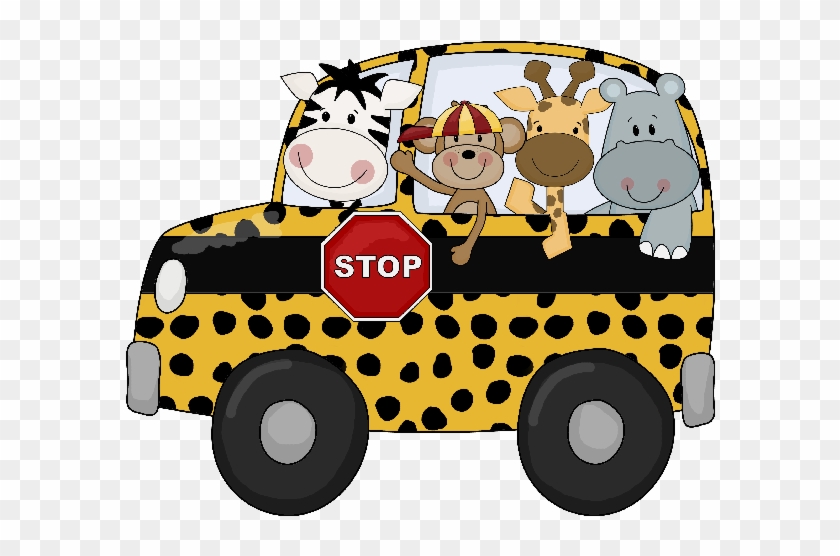 Cartoon Jungle Animals In School Bus - End Of The Year Parent Letter #335537