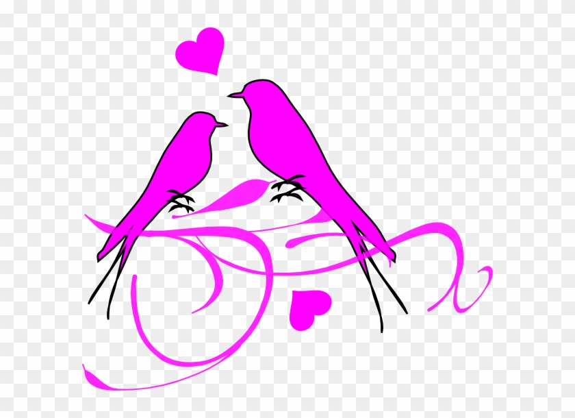 Birds On A Branch Pink Png Clip Art - Clip Art Love Birds #335621