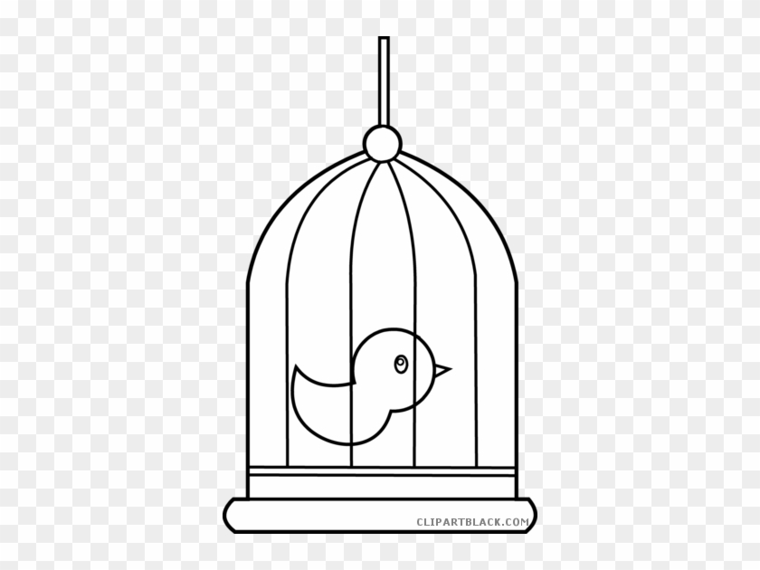 Birdcage Animal Free Black White Clipart Images Clipartblack - Bird In Cage Clip Art #336071