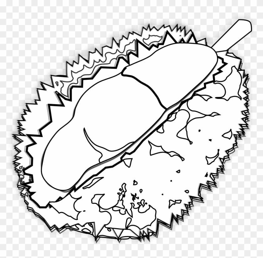Food Durian Durian Black White Line Art Scalable Vector - Durian Black And White #336288