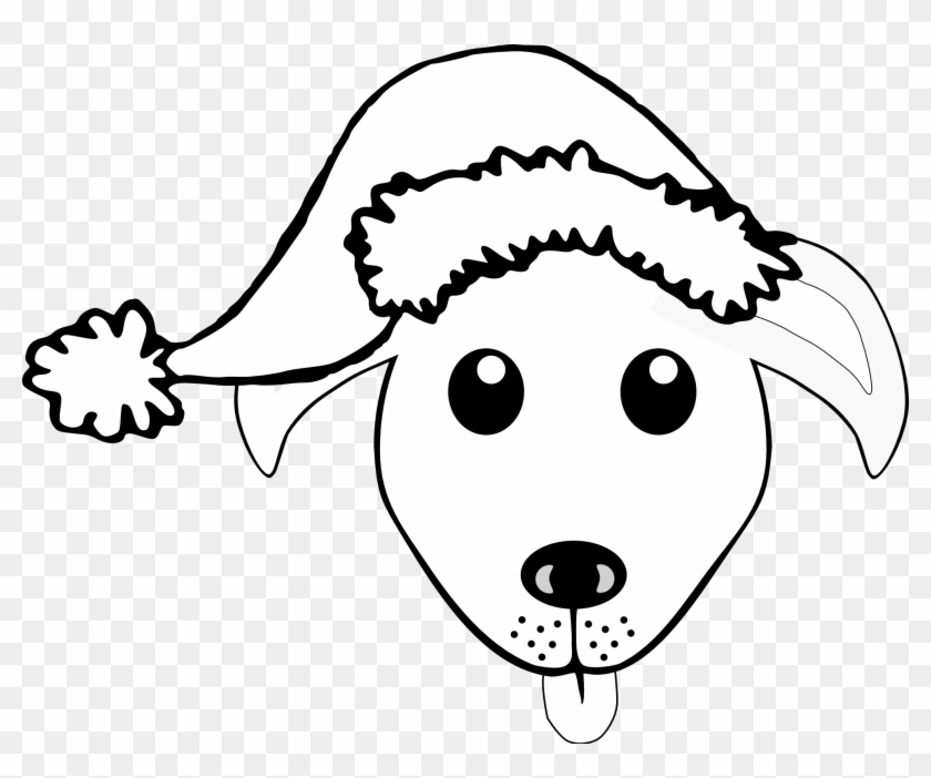 Palomaironique Dog Face Cartoon Grey With Santa Hat - Dog Face Black White #336319