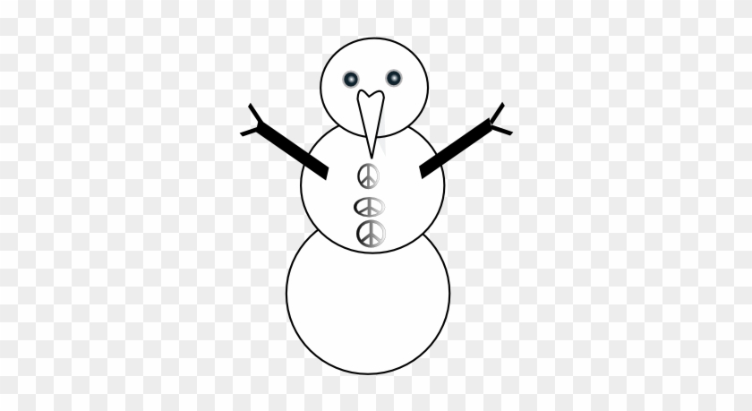Snowman Black White Peace Symbol Sign Xmas Christmas - Hoofddoek Kleurplaat #336394