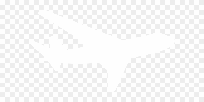 Airplane Silhouteete White Clip Art - White Airplane Silhouette Png #336420