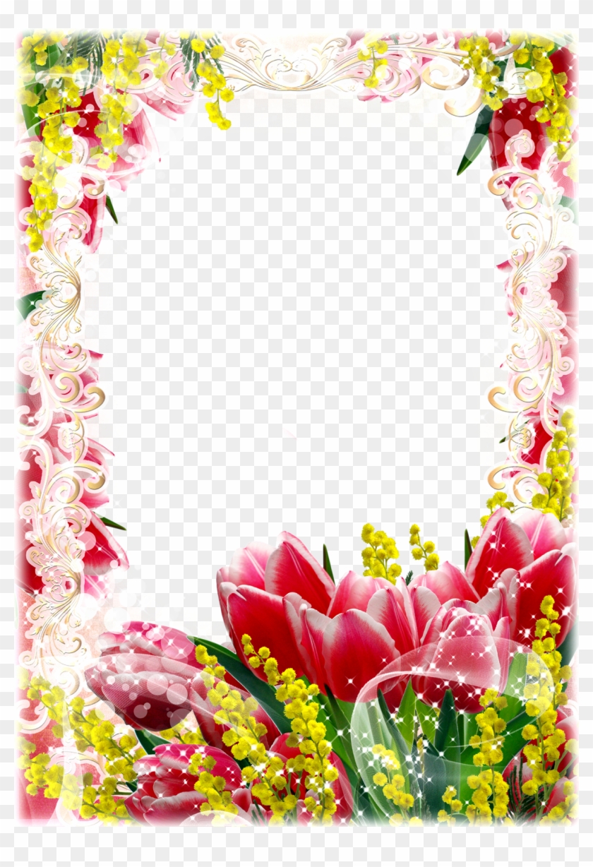 Red Yellow Flower Frame Png - Flower Frames Png Free Hd #336491