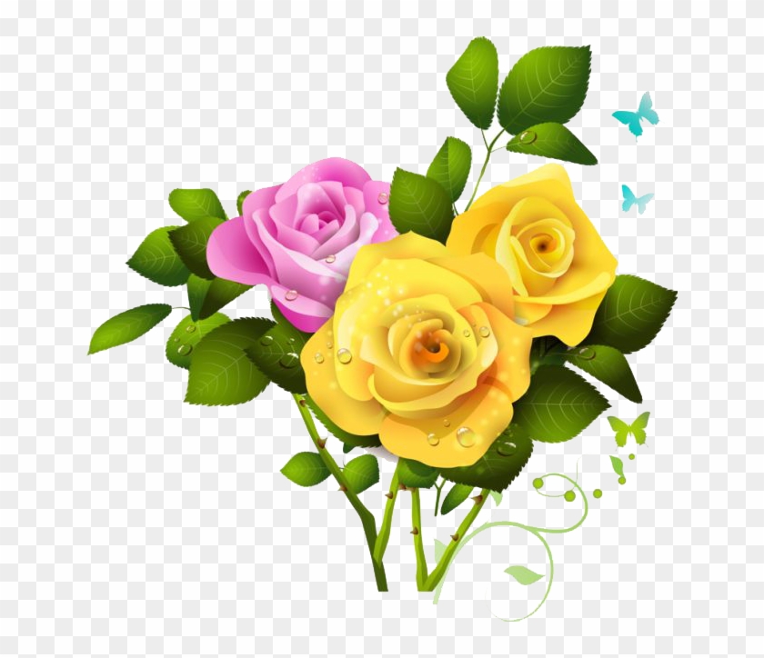 Pink Roses Flowers Bouquet Png File - Yellow Rose Photos Free Download #336506