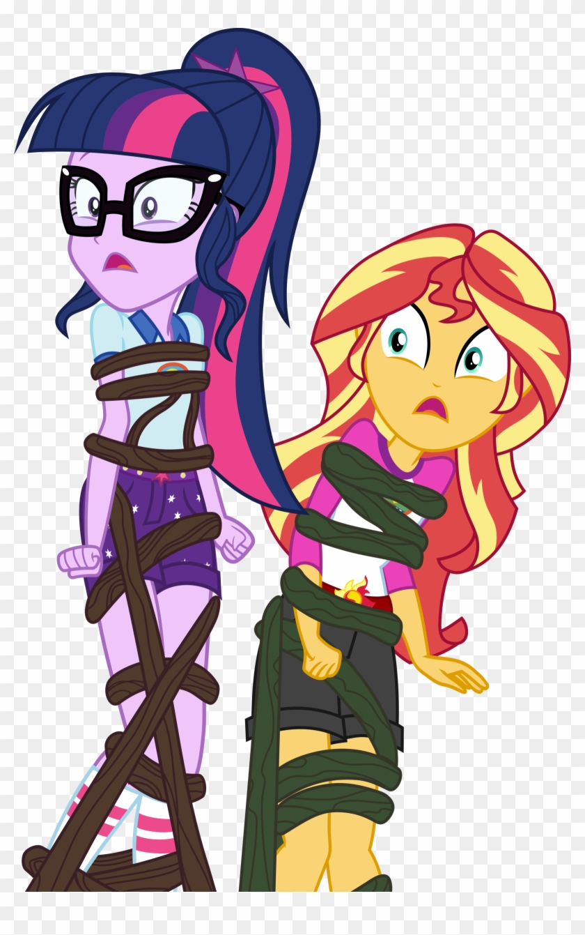 Twi And Sunset Stuck 1 By Pink1ejack - Equestria Girls Tied Up #336602