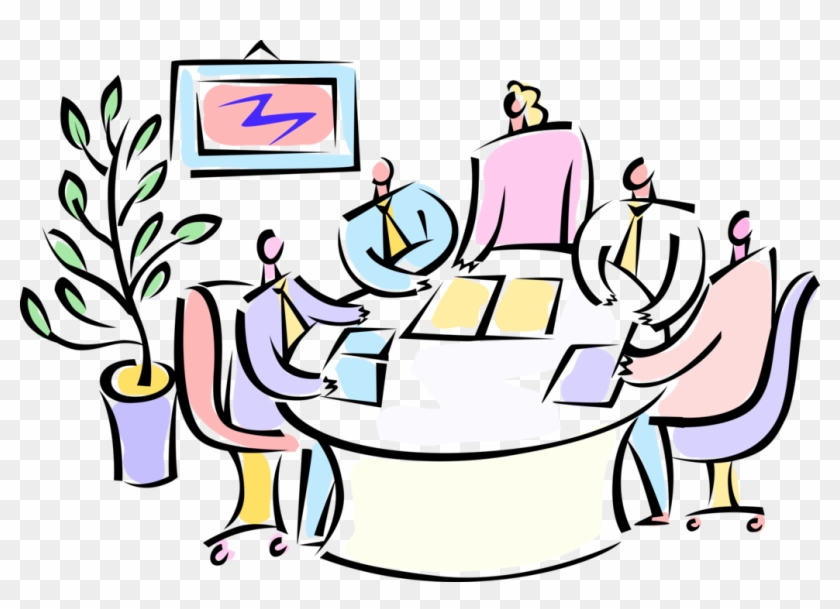 Vector Illustration Of Business Colleagues In Boardroom - Sitzung Clipart #336694