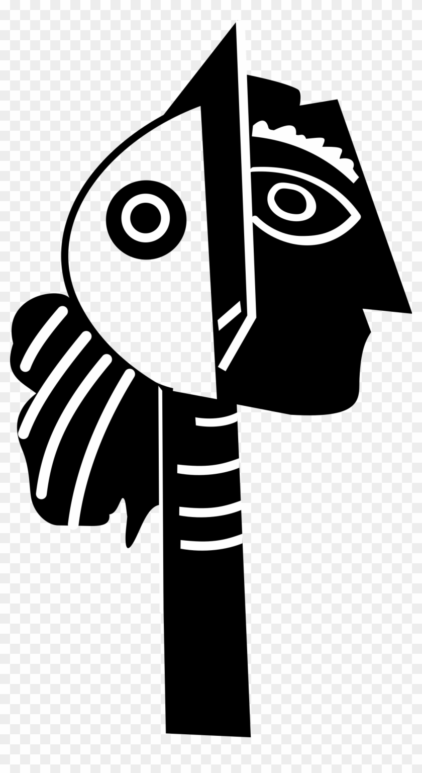 Simple Picasso Clip Art Medium Size - Black And White Cubist Art #337015