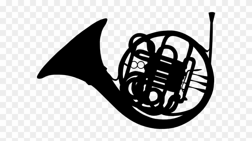 Free Vector French Horn Silhouette Clip Art - French Horn Silhouette #337028