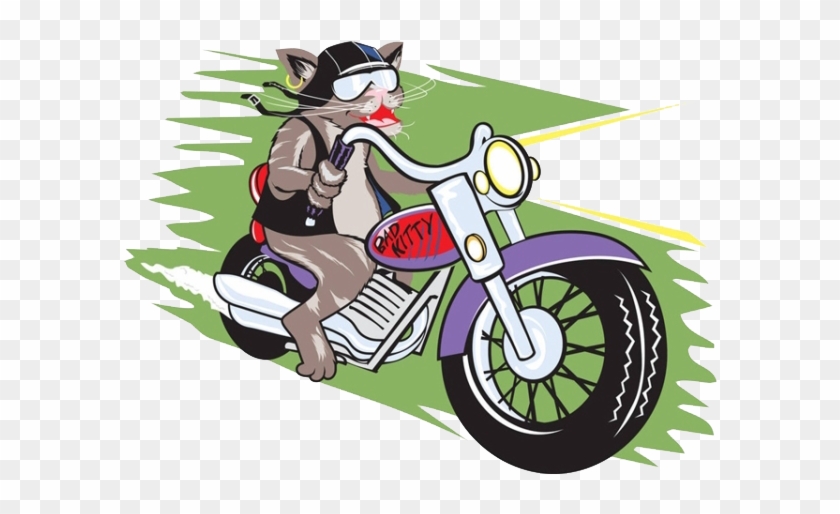 Cat Motorcycle Illustration - Cat Motorcycle Illustration #337339