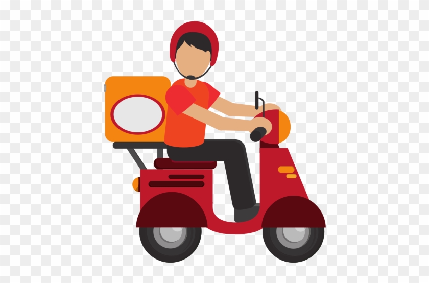 Man Delivering Boxes On Scooter Icon - Delivery Icon #337595