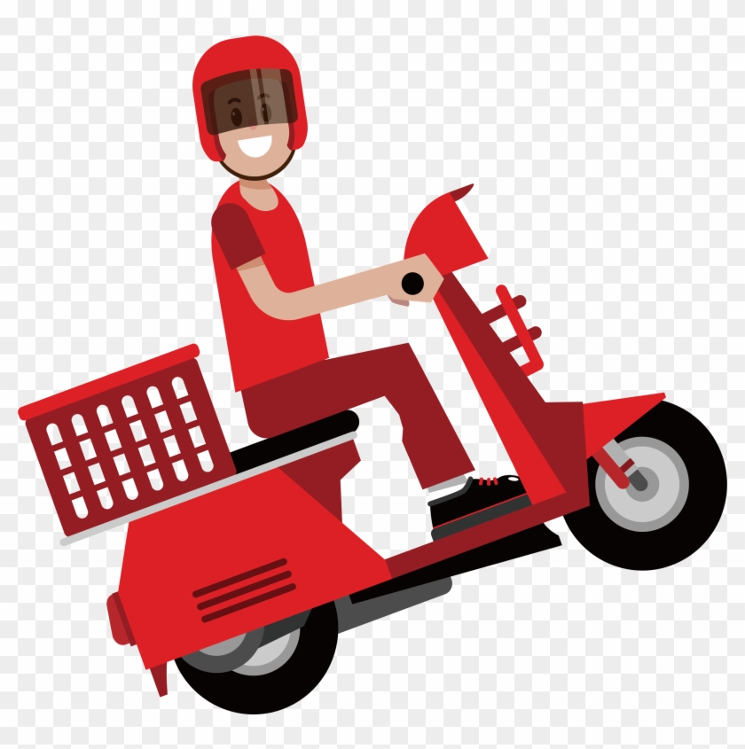 Delivery Take-out Courier Euclidean Vector - Moto Delivery Png #337682