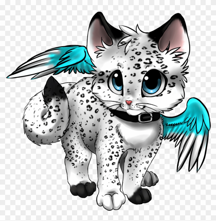Snow Leopard Clipart Anime Baby - Anime Cat With Wings #337840