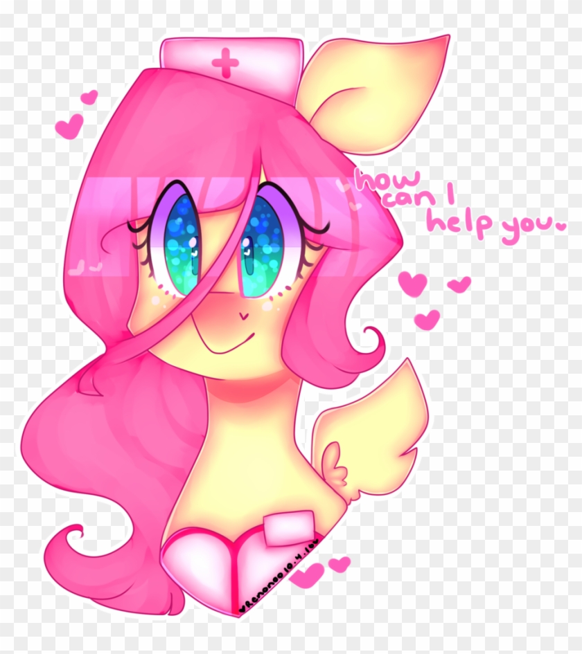 Bunxl, Fluttershy, Hat, Heart, Nurse Hat, Nurse Outfit, - Cartoon #338507