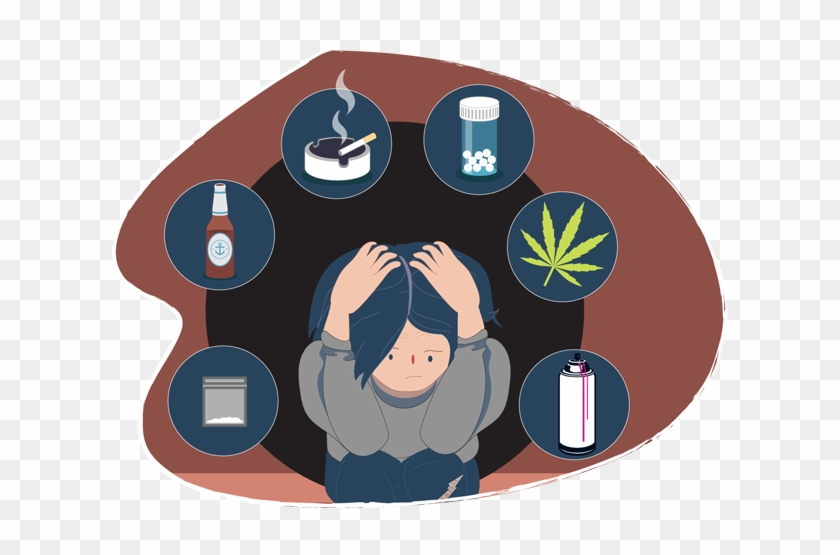 Teen Boy Sitting With His Head In His Hands Surrounded - Drugs And Alcohol #338511