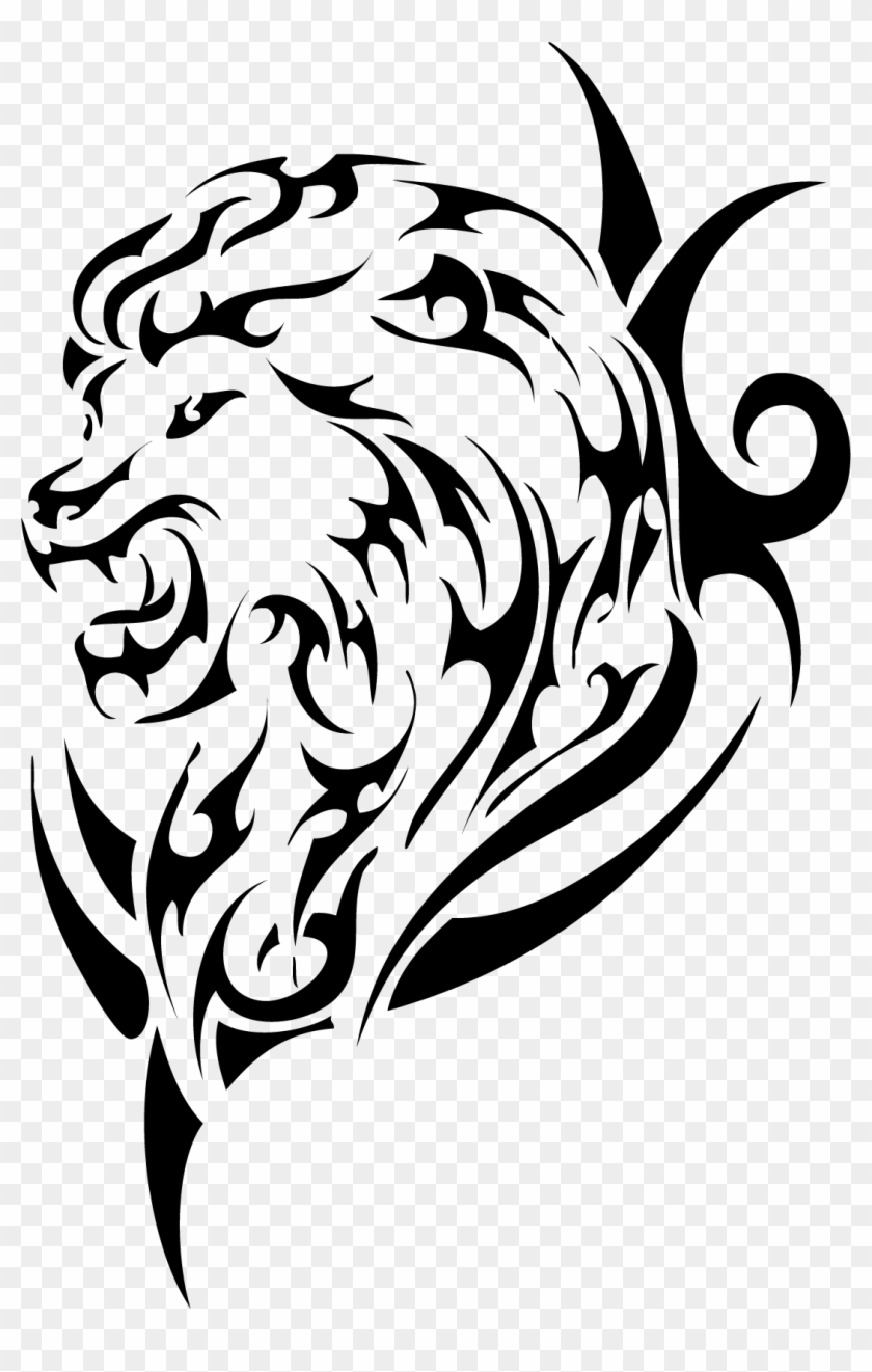 Tribal Clipart Lion - Tribal Lion Head Tattoo Designs - Free Transparent  PNG Clipart Images Download