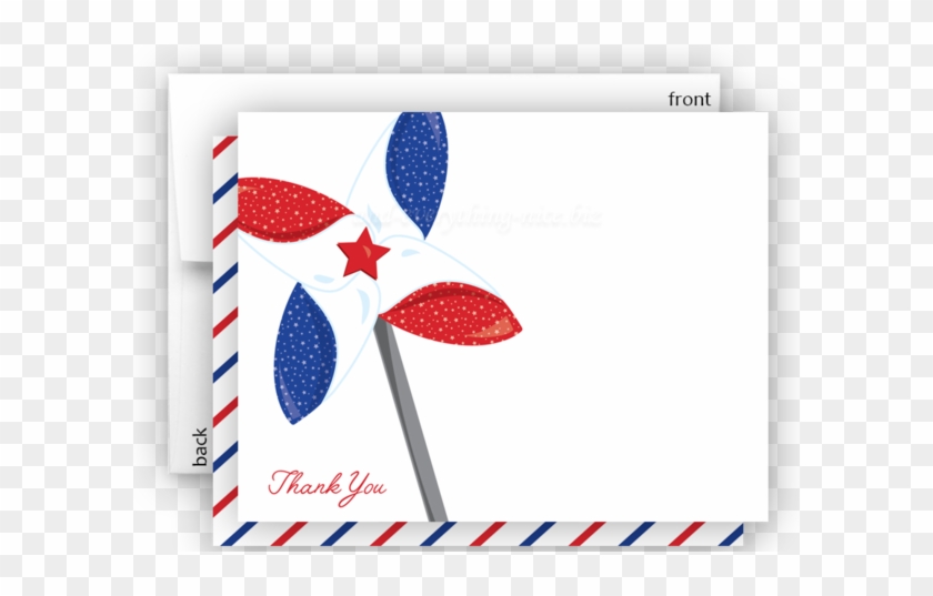 Red White & Blue Pinwheel Thank You Cards Note Card - Red #338805