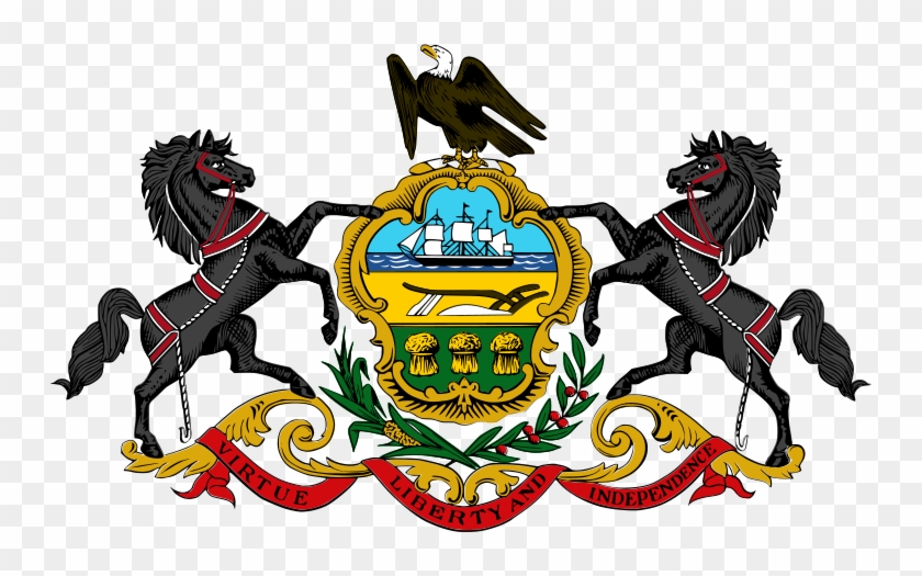 En Dessous, Entrelacée Dans Dees Rinceaux D'or, Une - State Flag Of Pennsylvania #339270