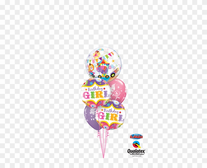 Birthday Girl Circus Bouquet - Qualatex 18 Inch Round Foil Balloon - Birthday Girl #339386