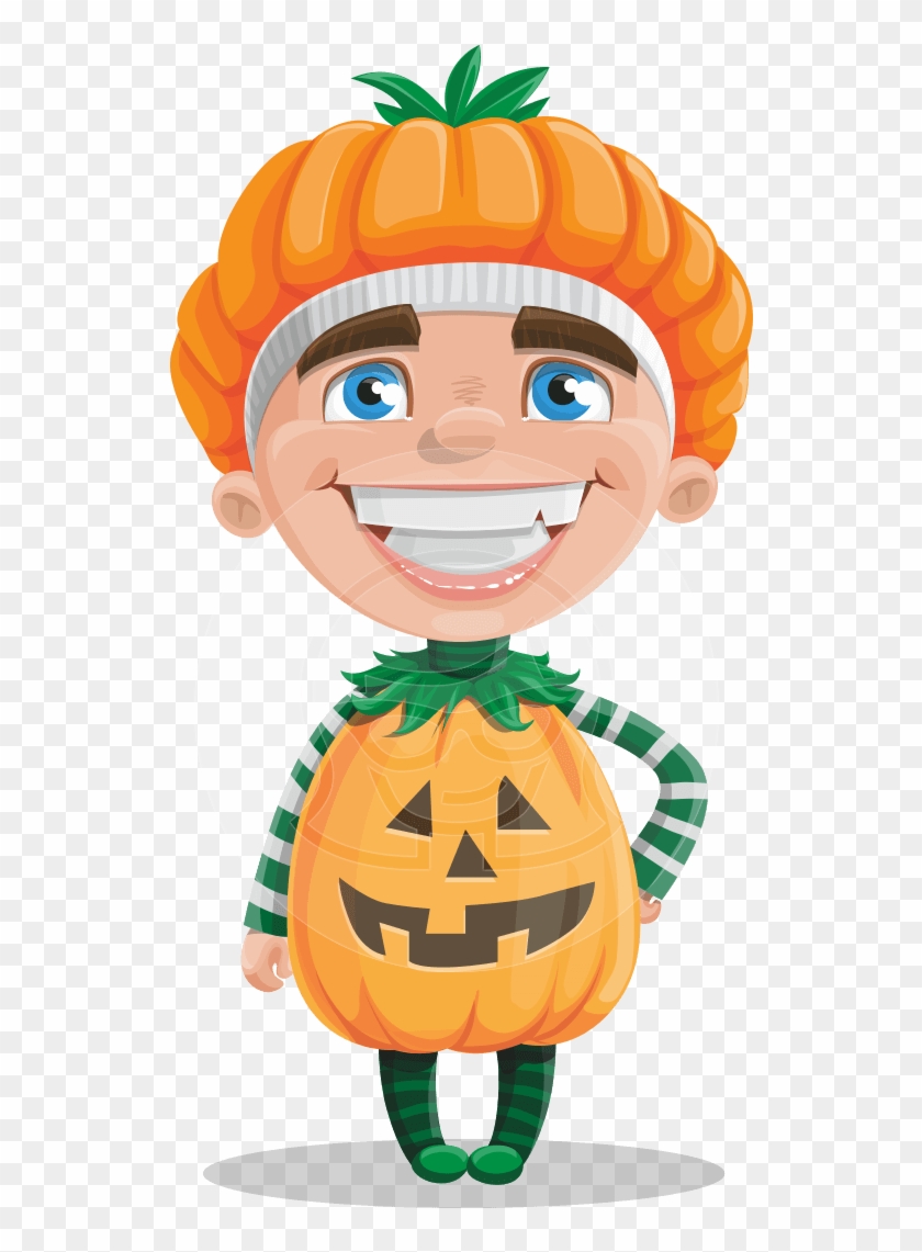 A Cheerful Boy Vector Cartoon, Dressed In A Halloween - Cartoon #339666