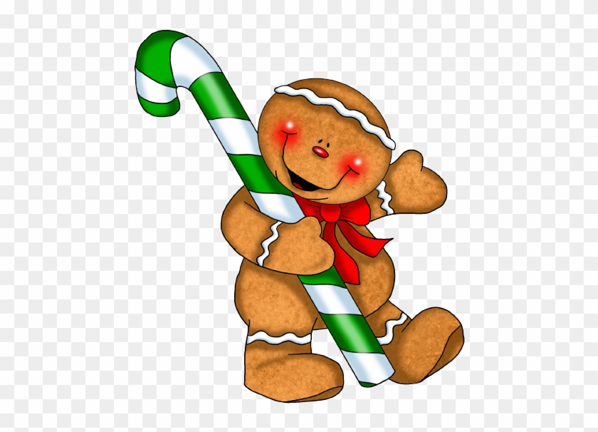 Xmas - Gingerbread Man Holding A Candy Cane #340200