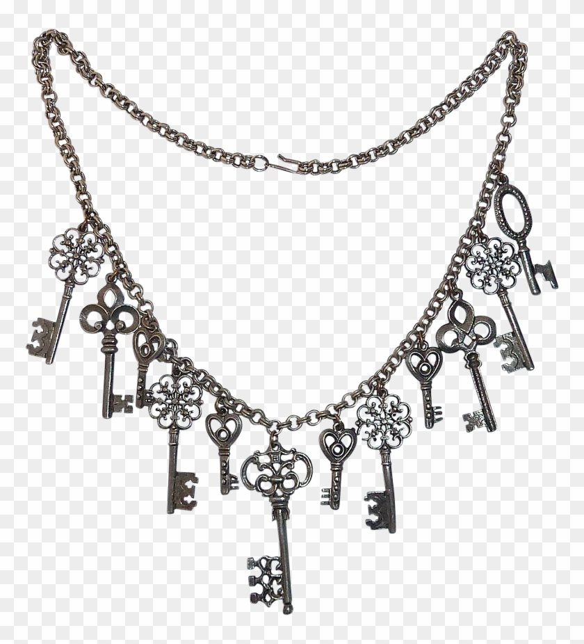 Silver Tone Skeleton Keys Costume Bib Necklace From - Jevelery Png #341007