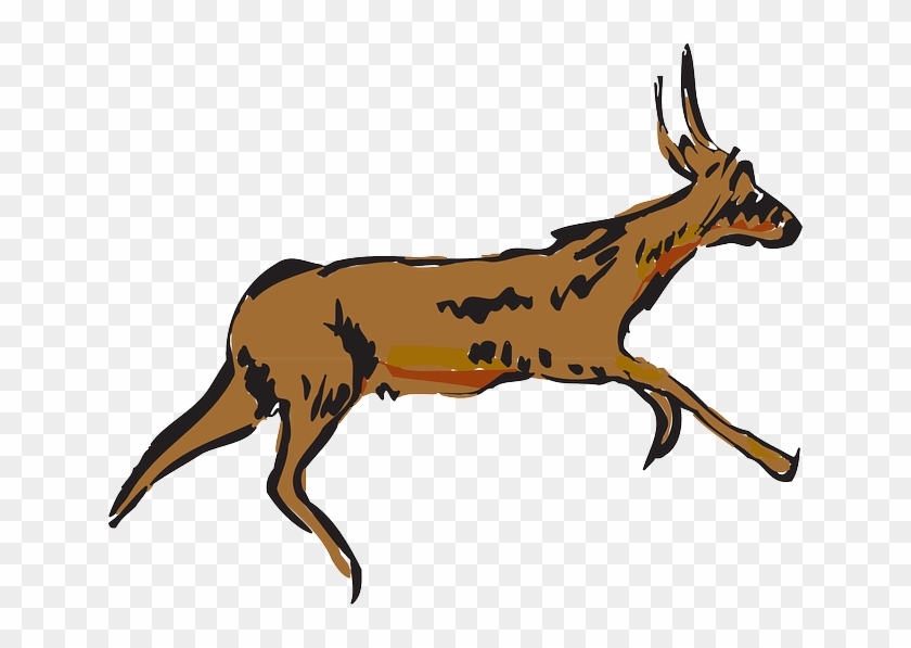 Antelope Running, Art, Forest, Horns, Animal, Scared, - Running Antelope Png #341083